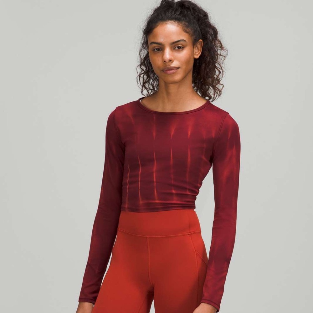 Lululemon wunder under train cropped long sleeve t-shirt